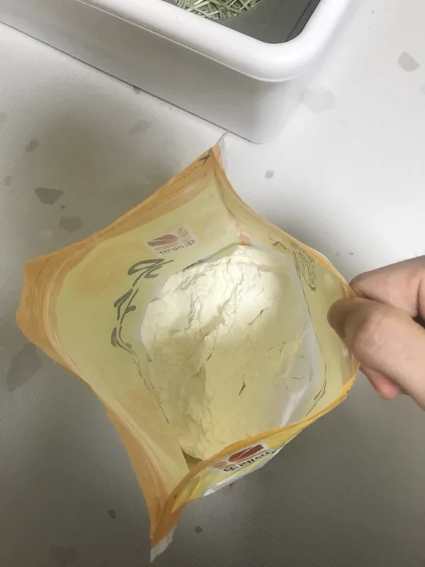 Cornstarch kept nearby to stop bleeding during rabbit nail trims